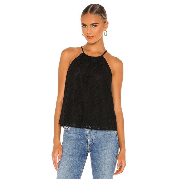 1. State Black Lace Halter Top - Picture 1 of 9